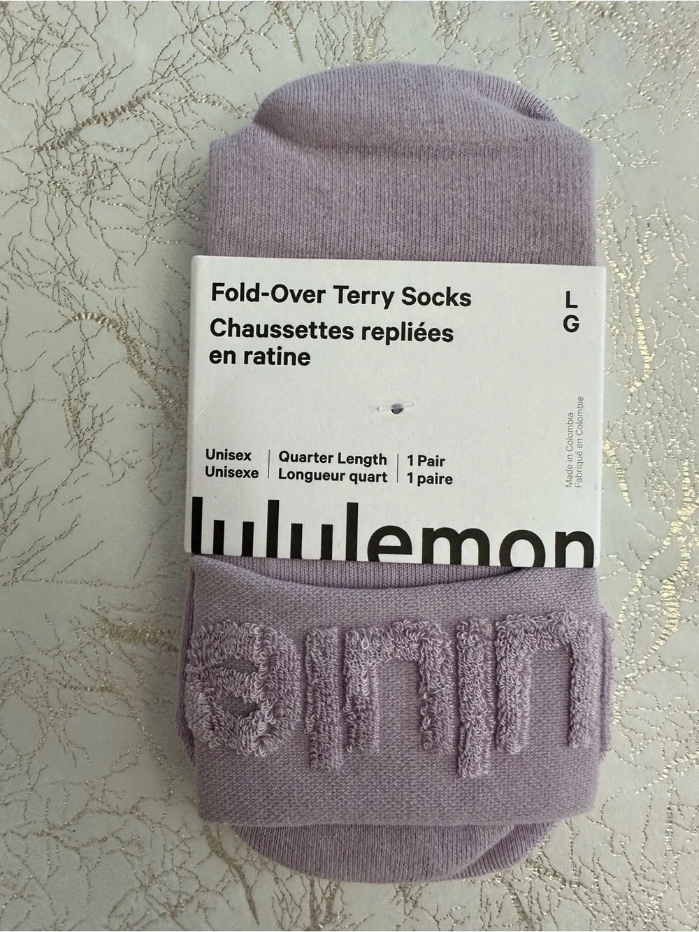 Lululemon Fold Over Terry Socks in Lilac Play